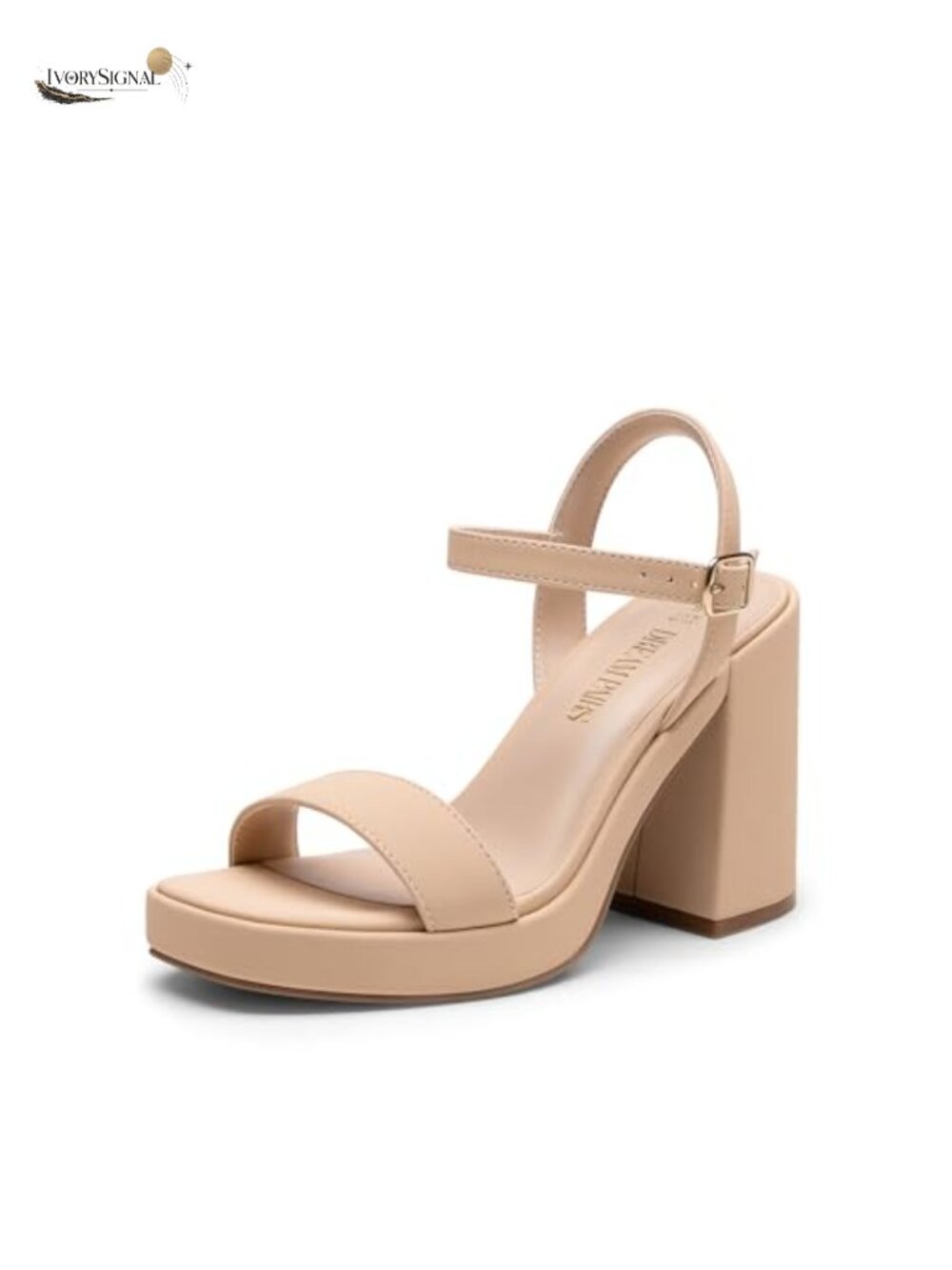 Women's Faux Leather Block Heel Platform Sandals with Ankle Strap